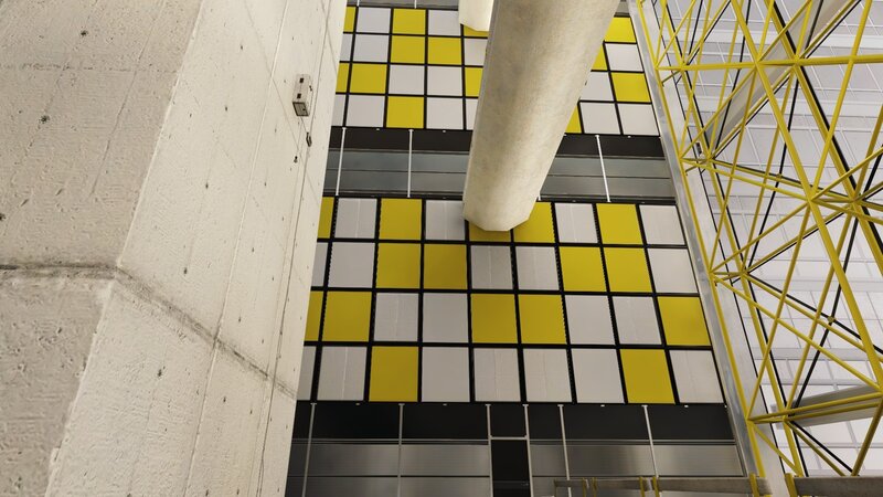 yellow and white checkered wall