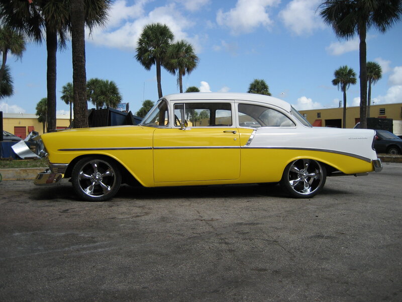 yellow and white classic car