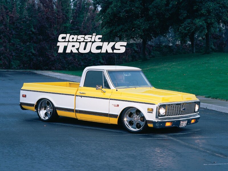 Yellow and white classic truck