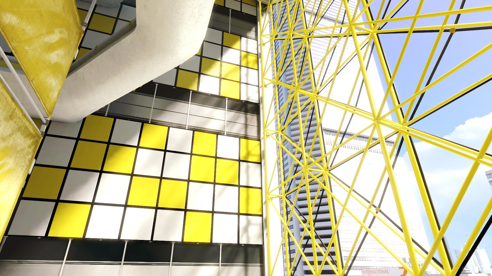 yellow and white geometric architecture