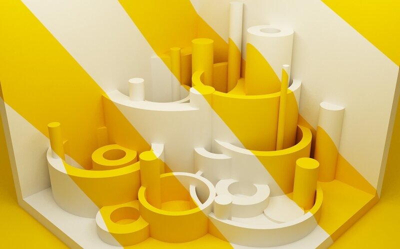 Yellow and White Geometric Shapes — Abstract