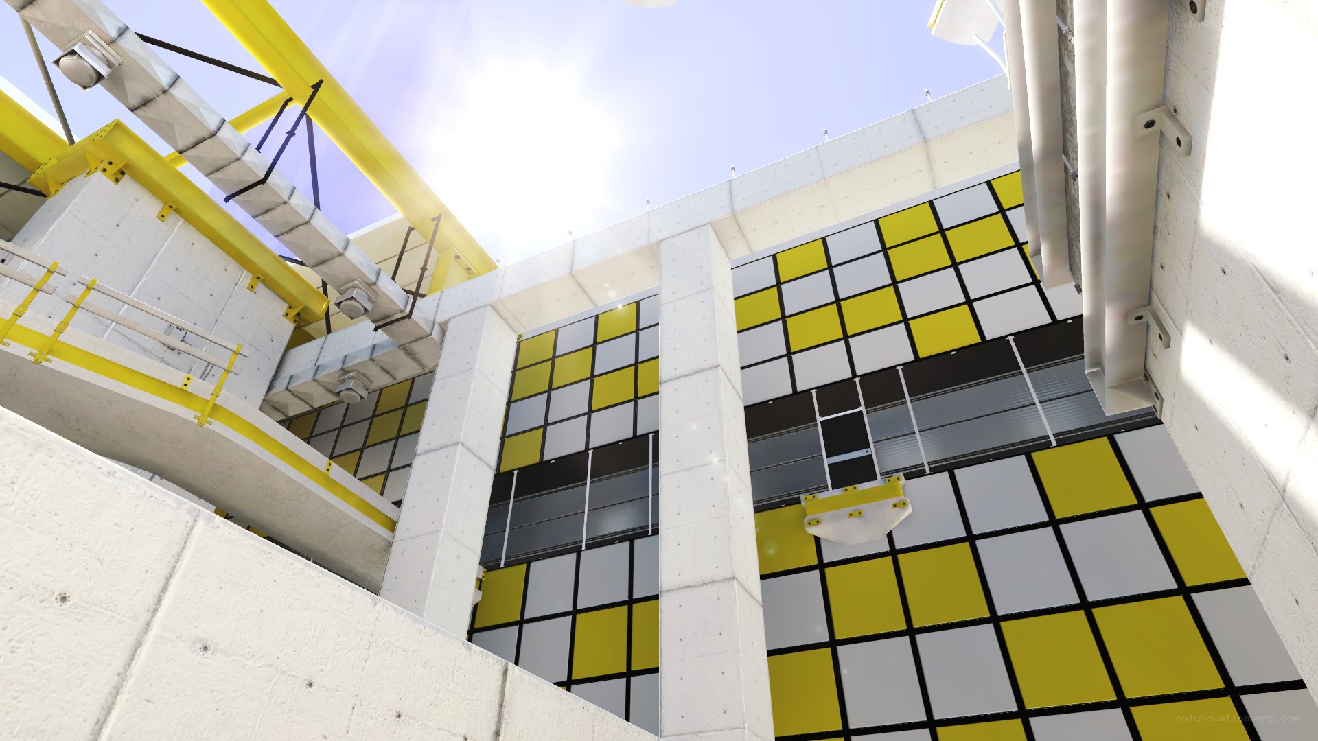 yellow and white industrial structure