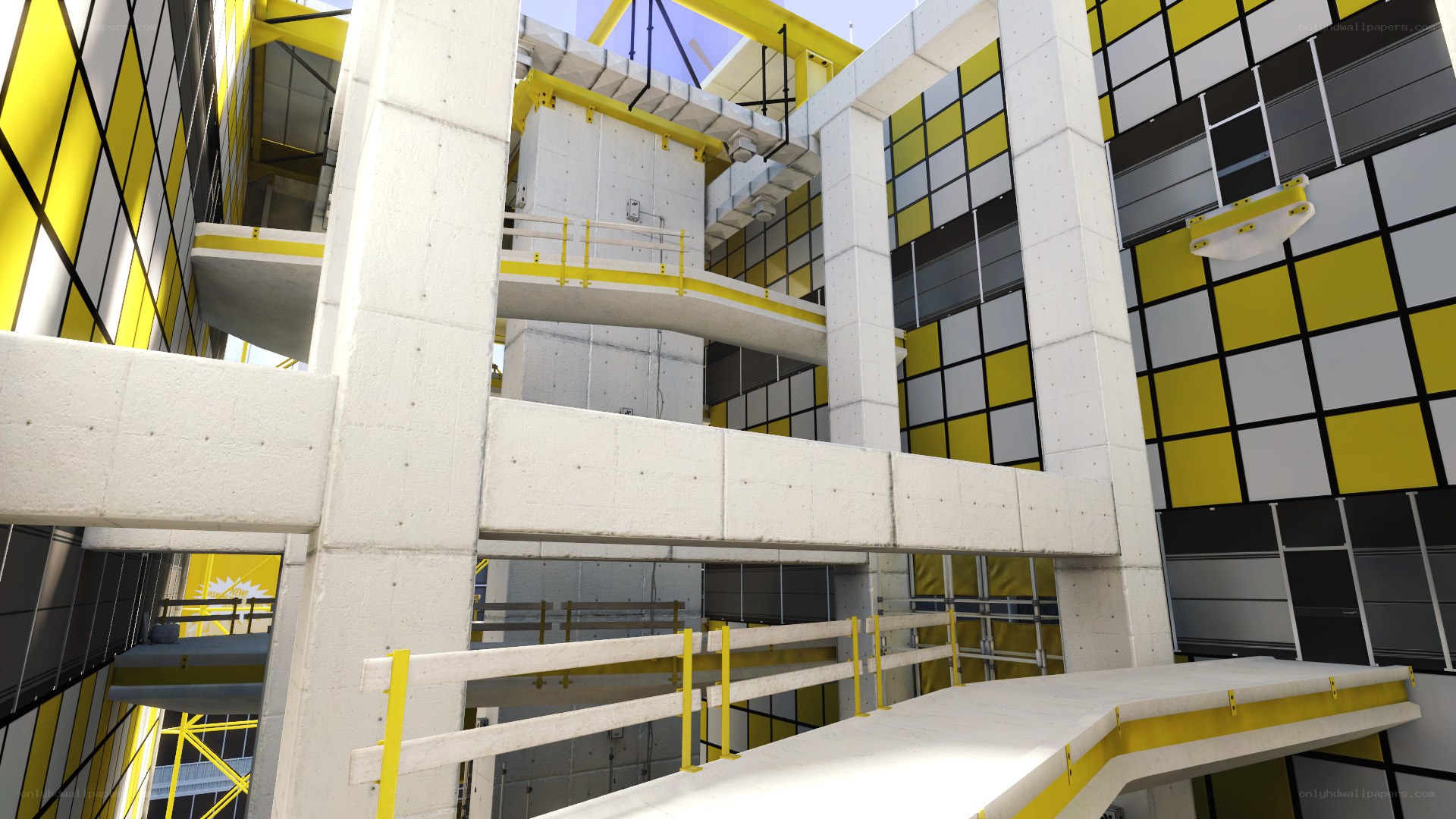 yellow and white industrial structure