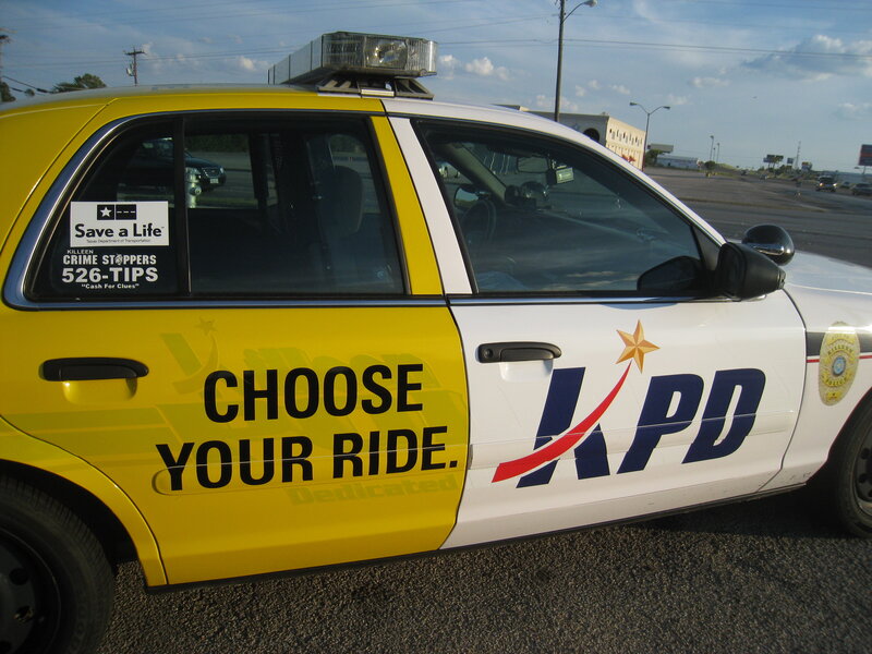 Yellow and White Police Car