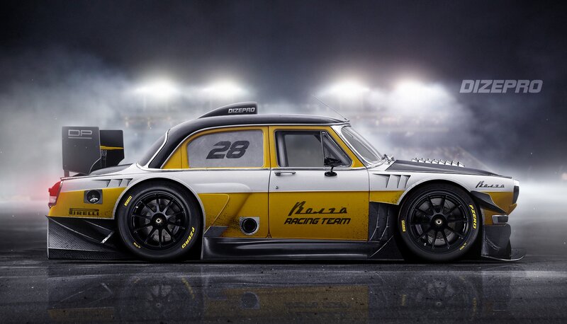 Yellow and White Race Car — Dramatic