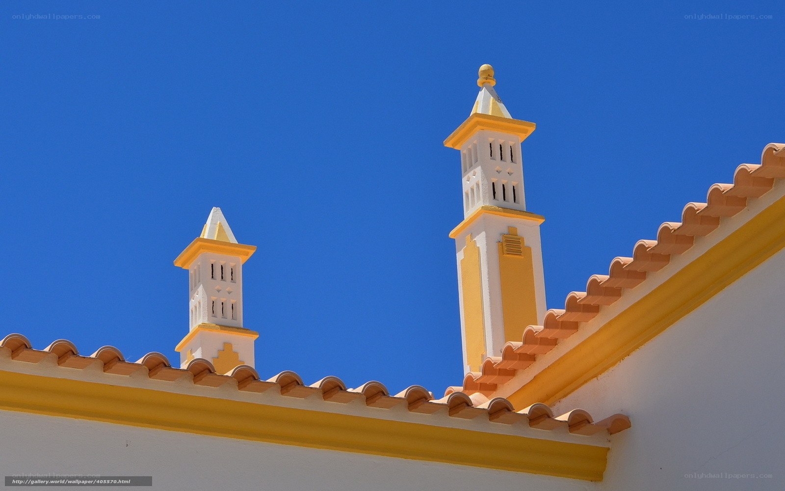 Yellow and white roof towers