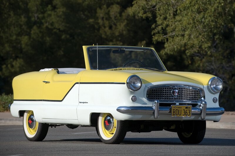 Yellow and white vintage convertible