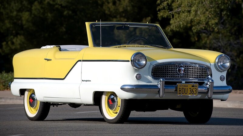 Yellow and white vintage convertible