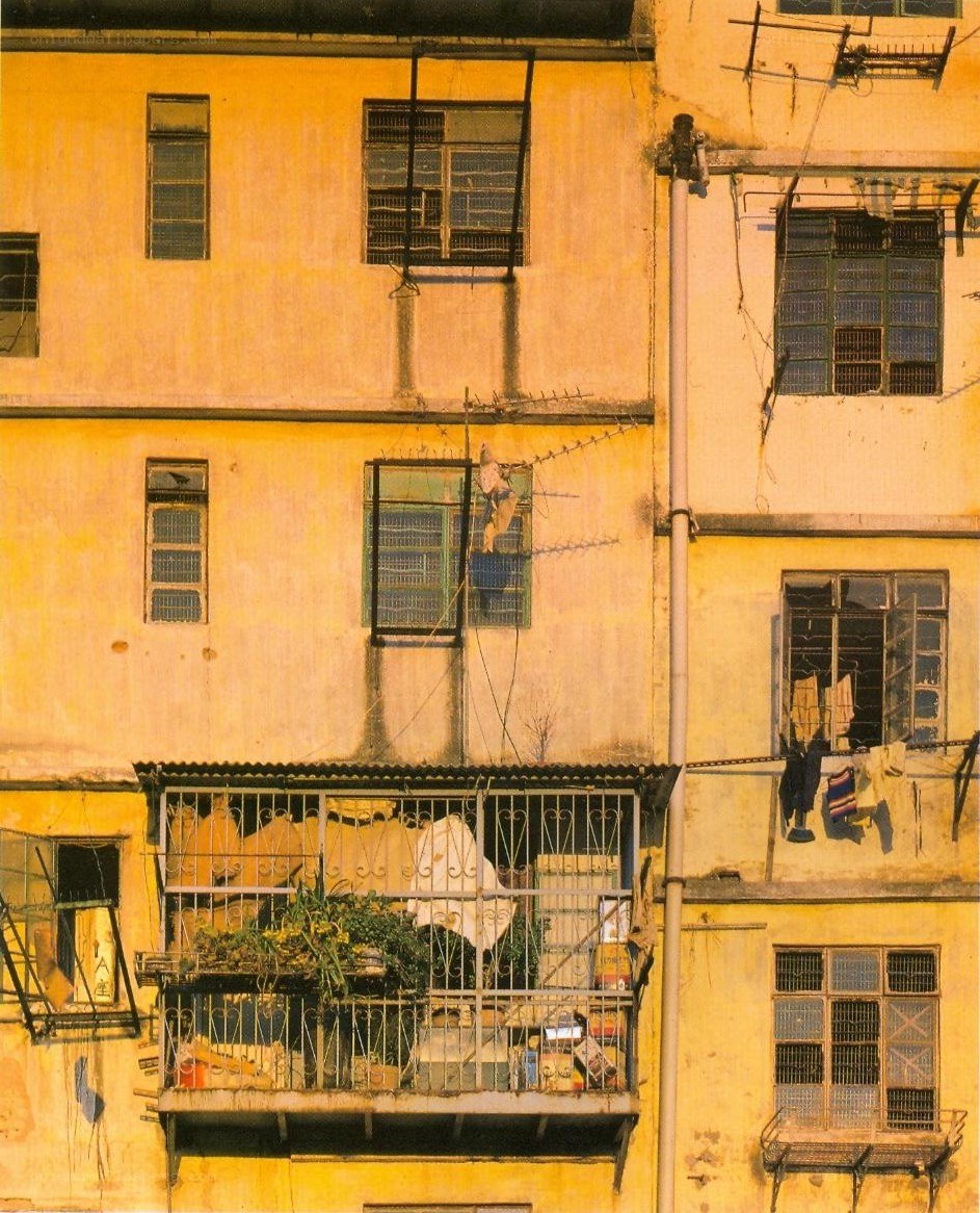 yellow apartment building facade