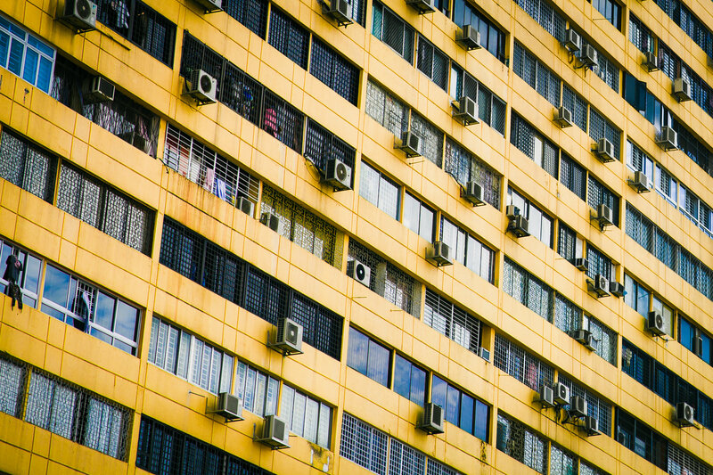 yellow apartment building facade