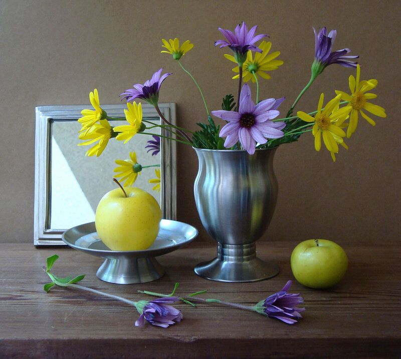 Yellow Apple and Flowers