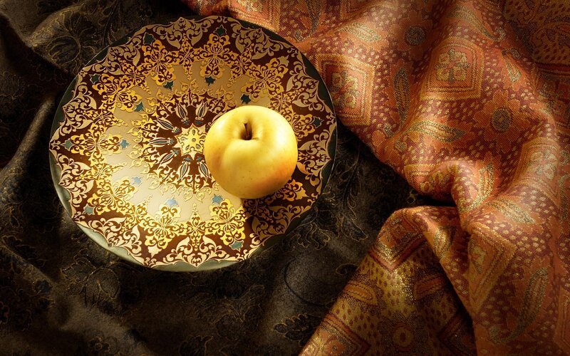 Yellow Apple on Plate
