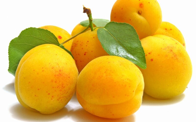 Yellow Apricots with Leaves