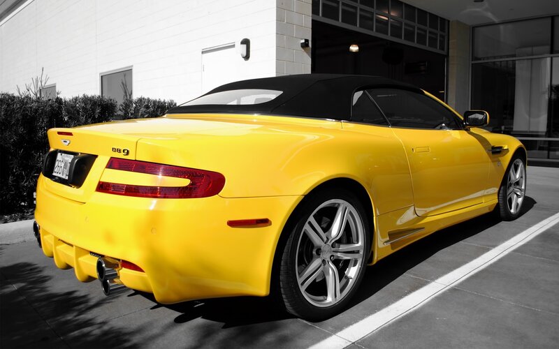 Yellow Aston Martin DB9