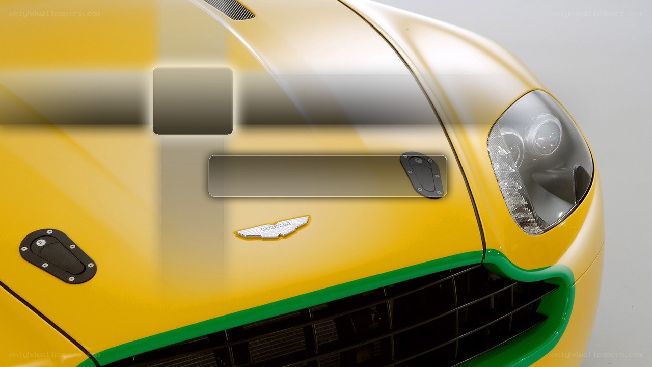 yellow aston martin front view