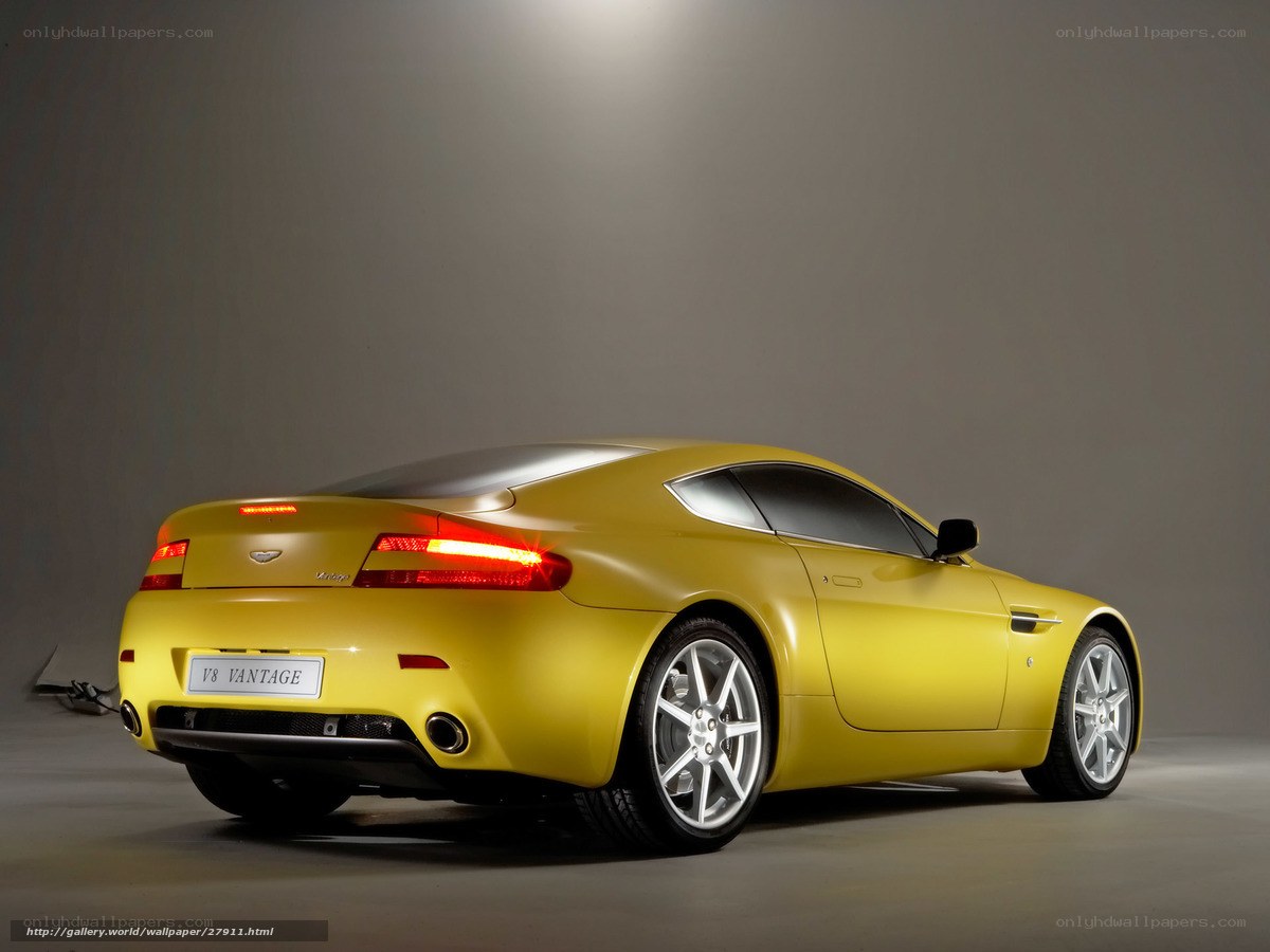 Yellow Aston Martin V8 Vantage