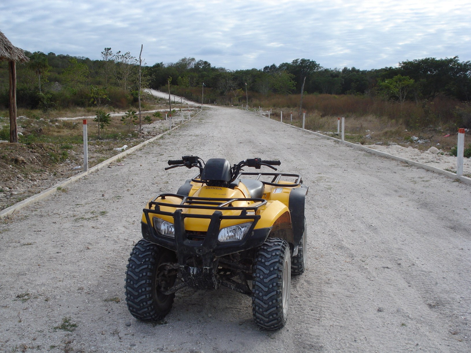 Yellow ATV on a dirt road