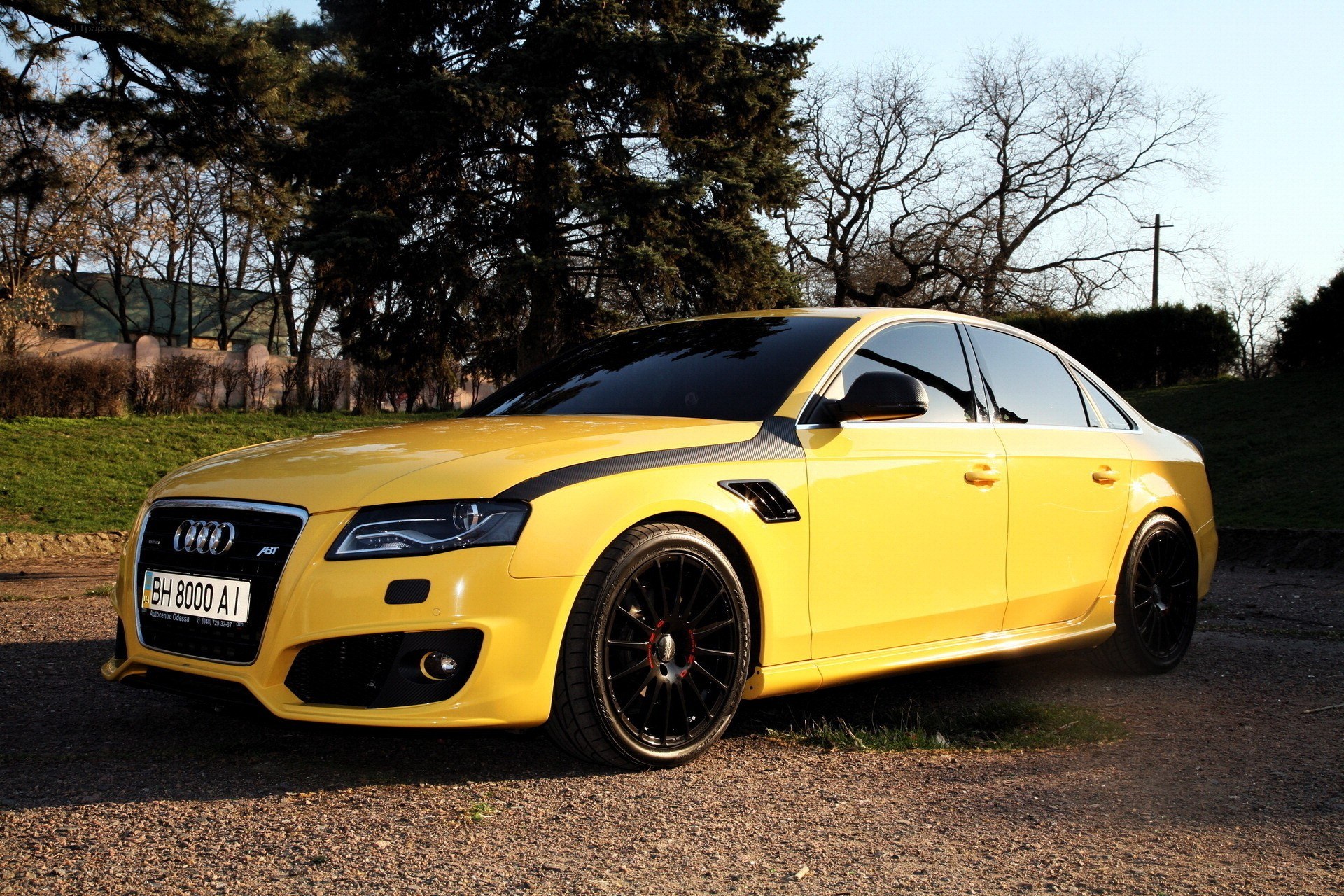 Yellow Audi A4 sedan
