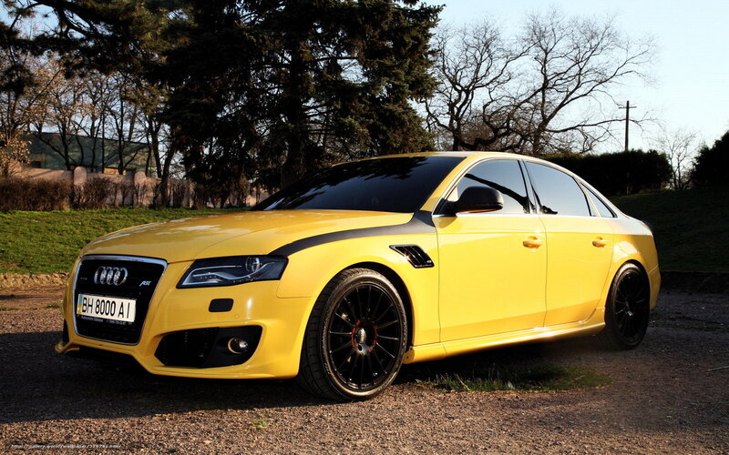 Yellow Audi A4 sedan