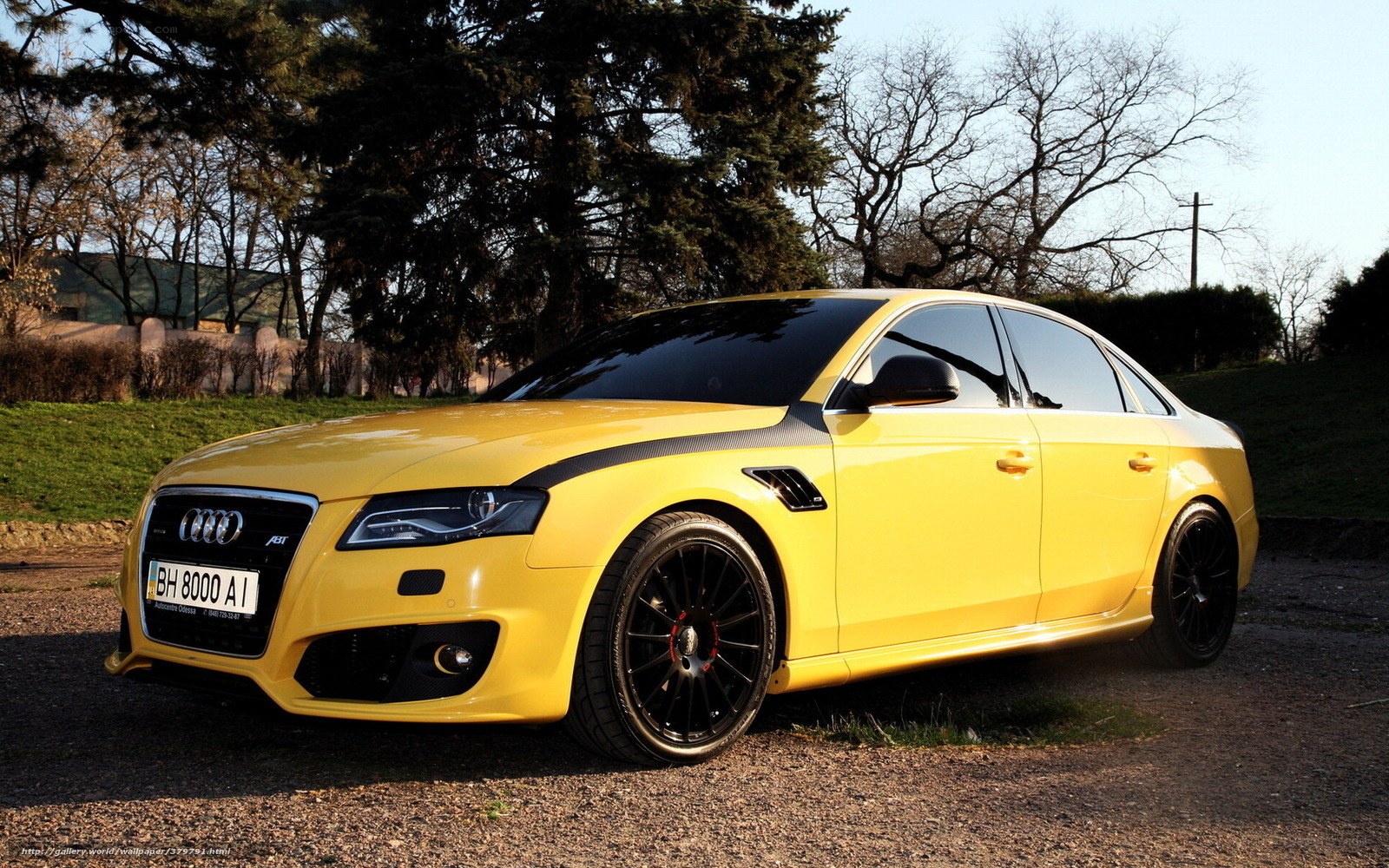 Yellow Audi A4 sedan