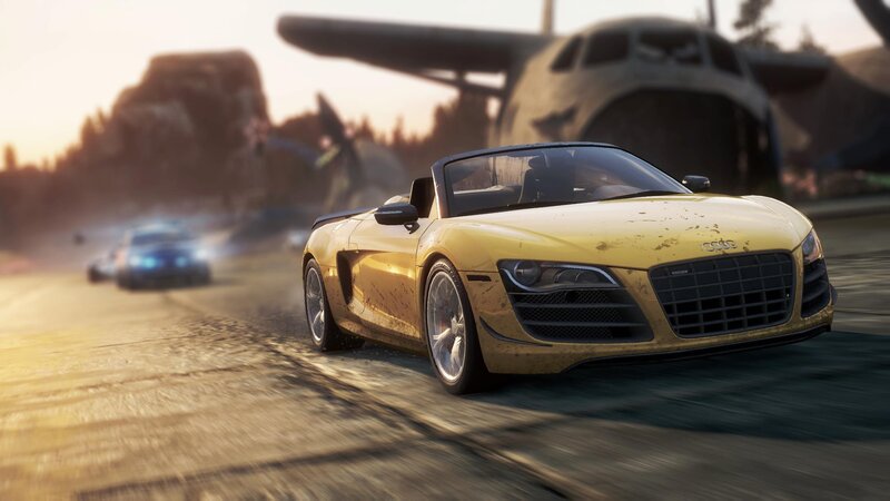 Yellow Audi R8 in a race