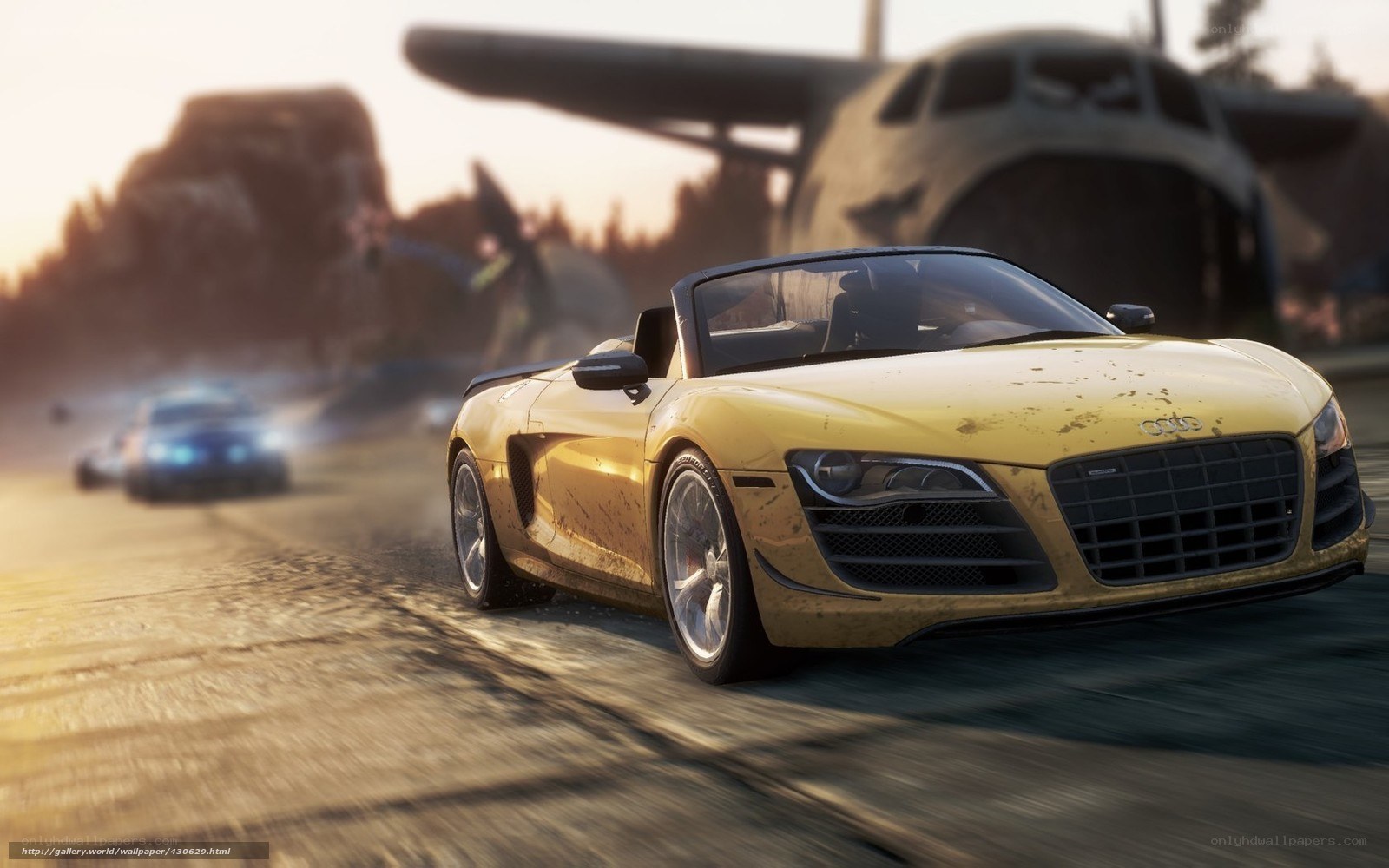 Yellow Audi R8 on a race track