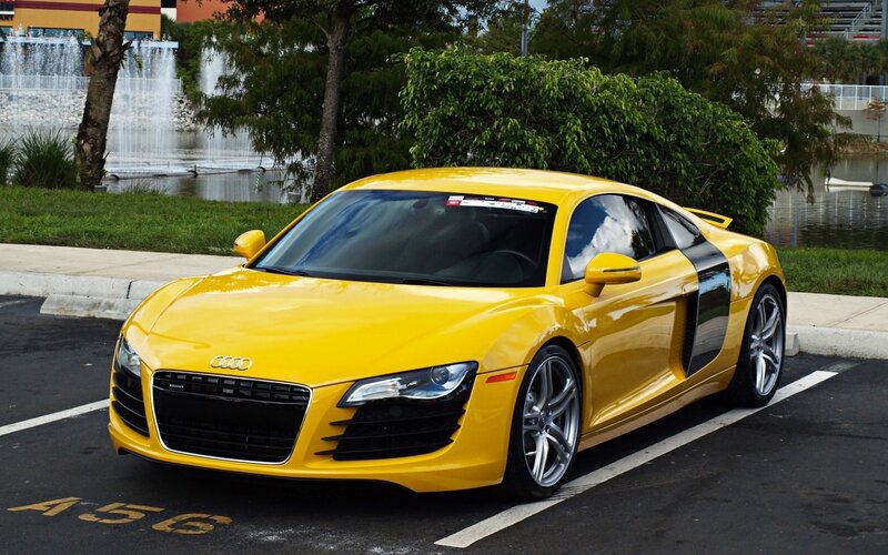 Yellow Audi R8 sports car