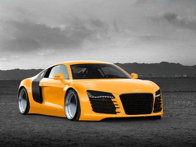 Yellow Audi R8 sports car