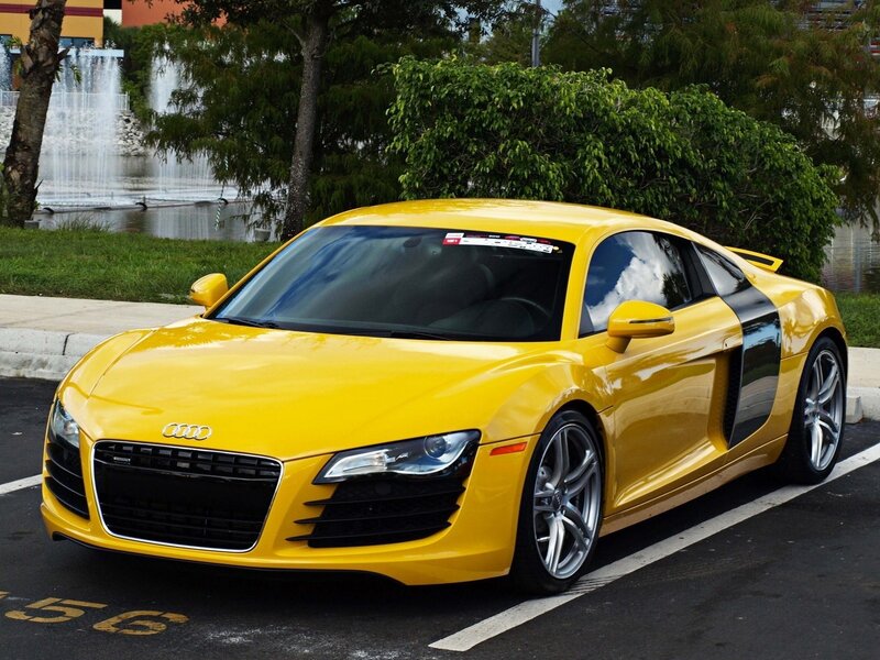 Yellow Audi R8 sports car
