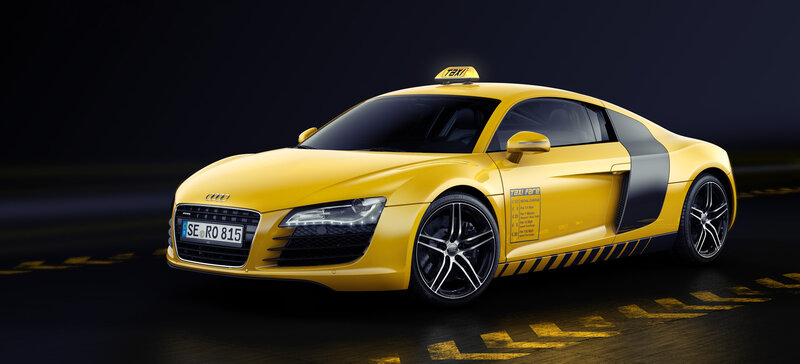 Yellow Audi R8 taxi