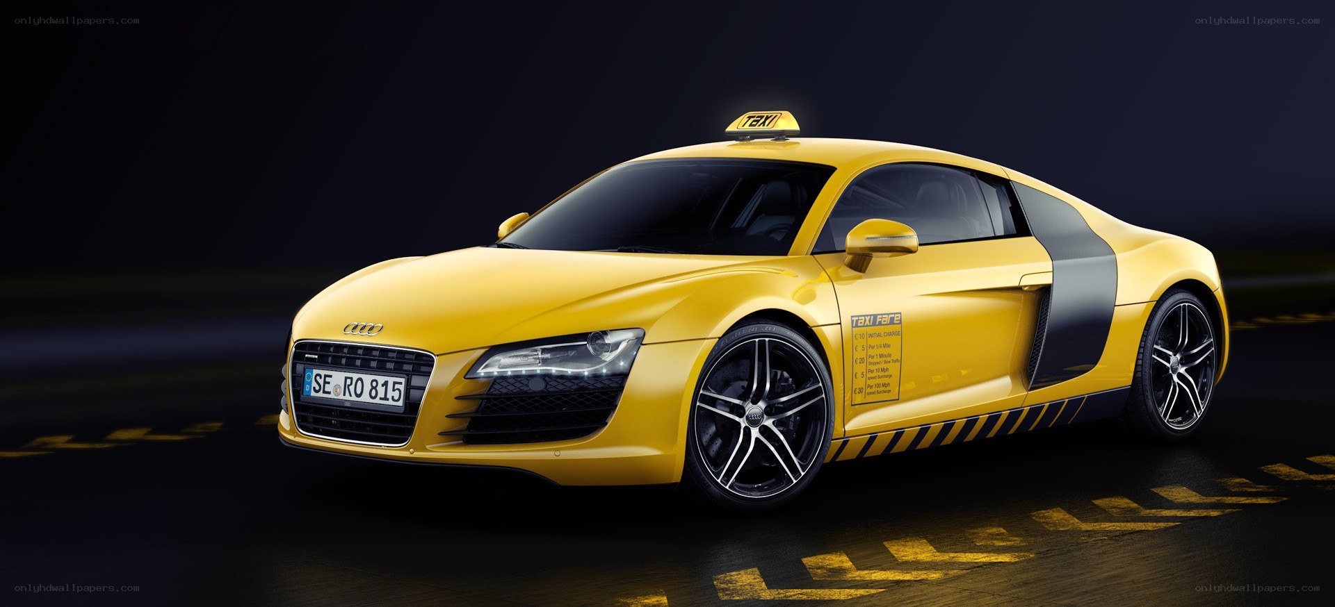 yellow audi r8 taxi