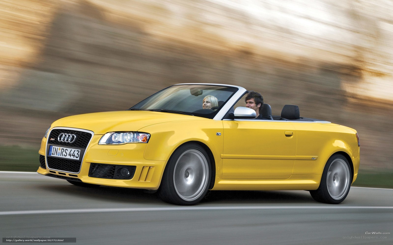 yellow audi rs4 convertible