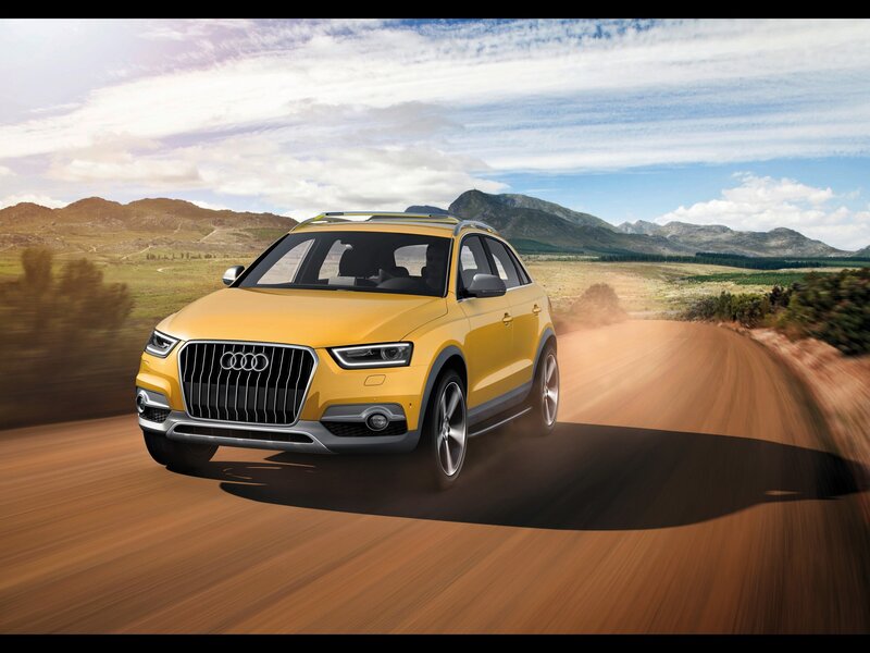 Yellow Audi Suv — Dynamic, Afternoon, Photograph, Mountains, Dirt Road