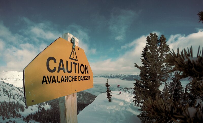 Yellow Avalanche Warning Sign