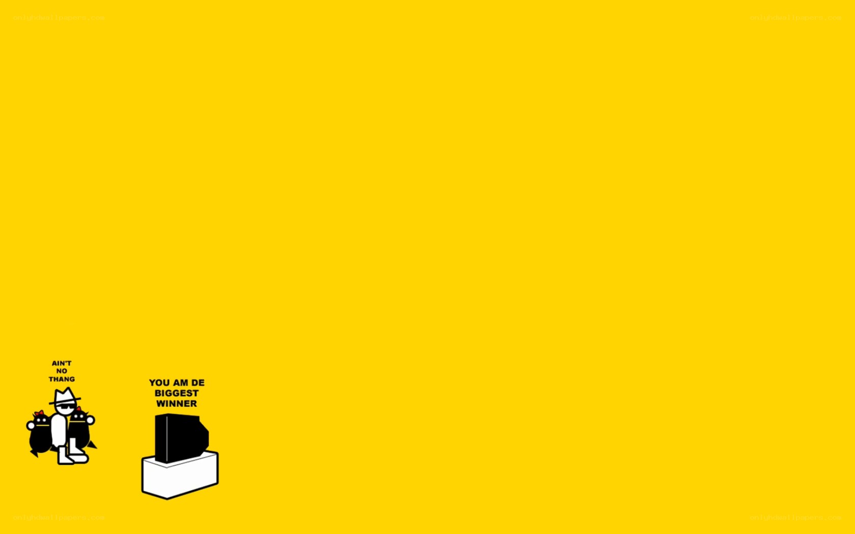 yellow background with cartoon figures