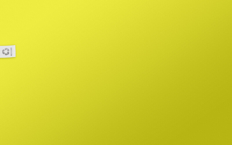 yellow background with recycle label