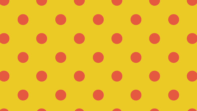 yellow background with red polka dots