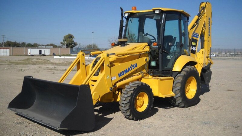 Yellow Backhoe Loader