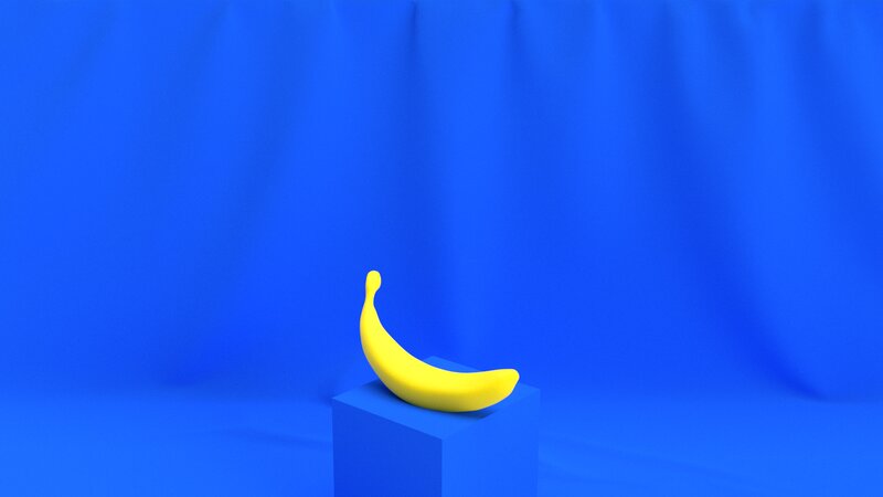 Yellow Banana on Blue Cube