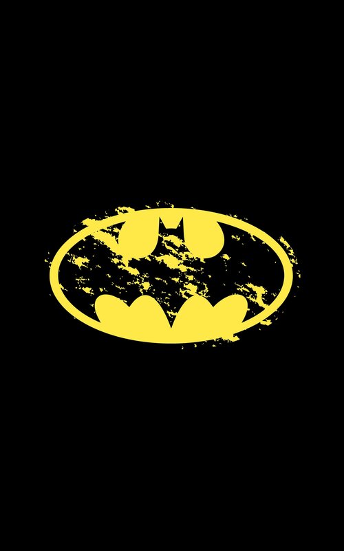 Yellow Bat Symbol — Black