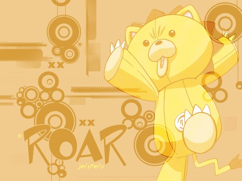yellow bear character roaring