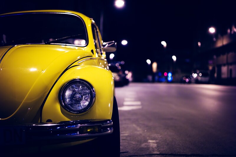 Yellow Beetle at Night