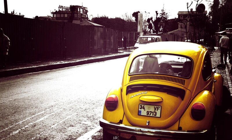Yellow Beetle Car — Dramatic