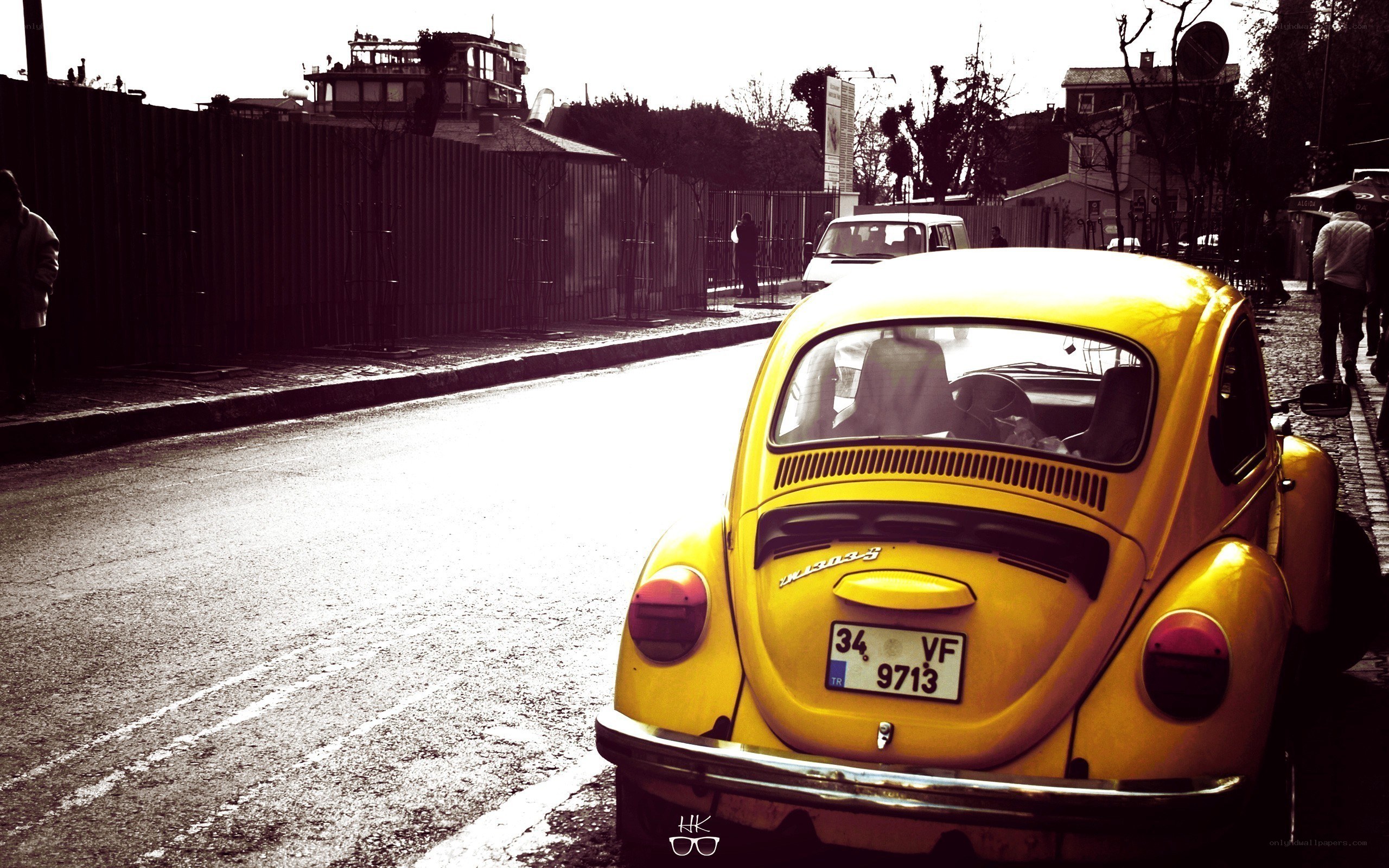 Yellow Beetle on a city street
