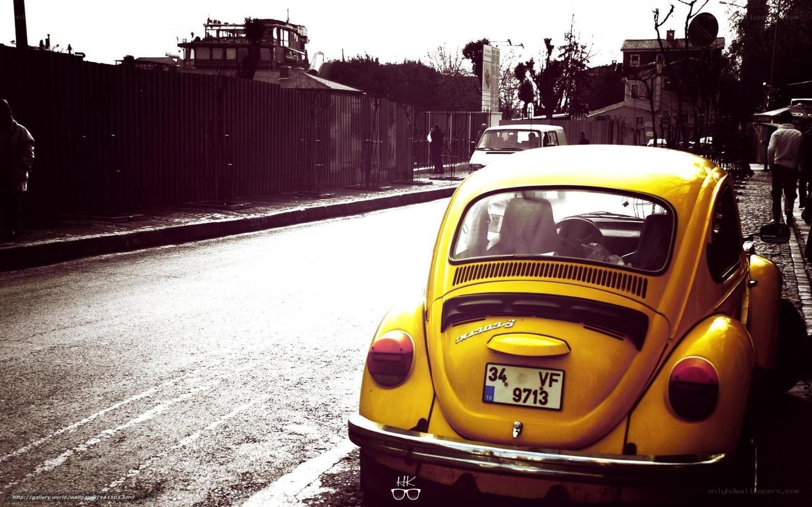 Yellow Beetle on a city street
