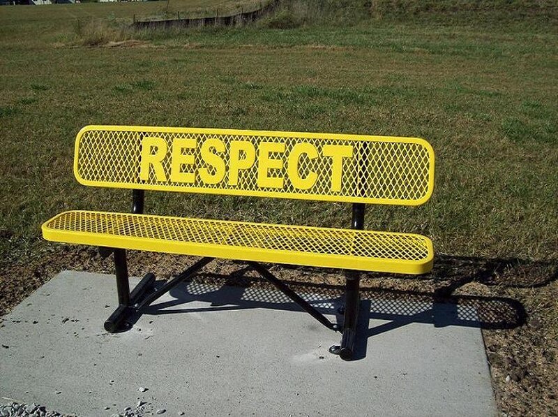 Yellow bench with RESPECT sign