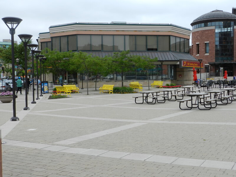 Yellow Benches in Plaza
