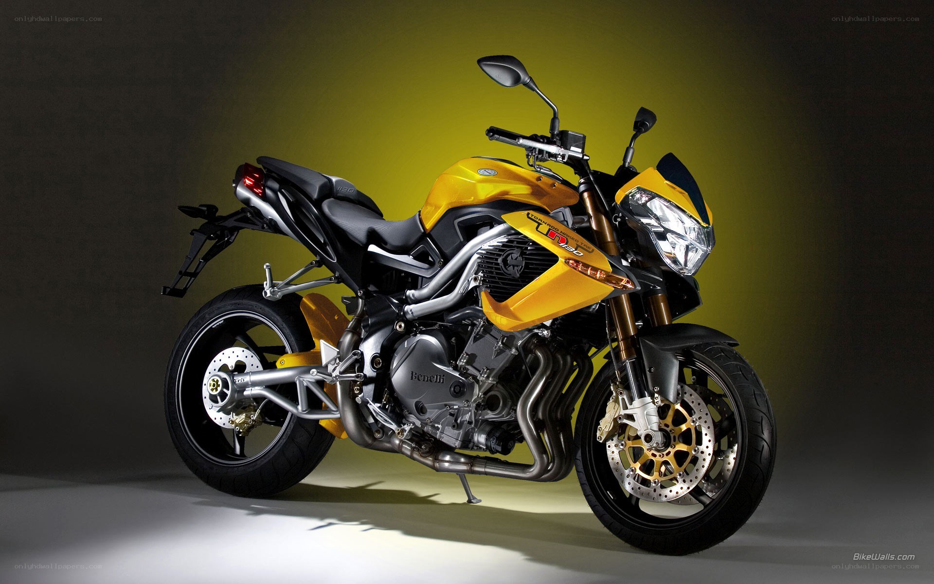 Yellow Benelli motorcycle