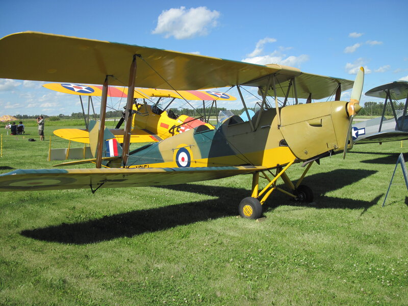 Yellow Biplane on Grass — Green