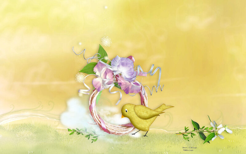 Yellow Bird in Wreath